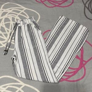 Cali 1850 White and Black Striped Pants With Beaded Strings